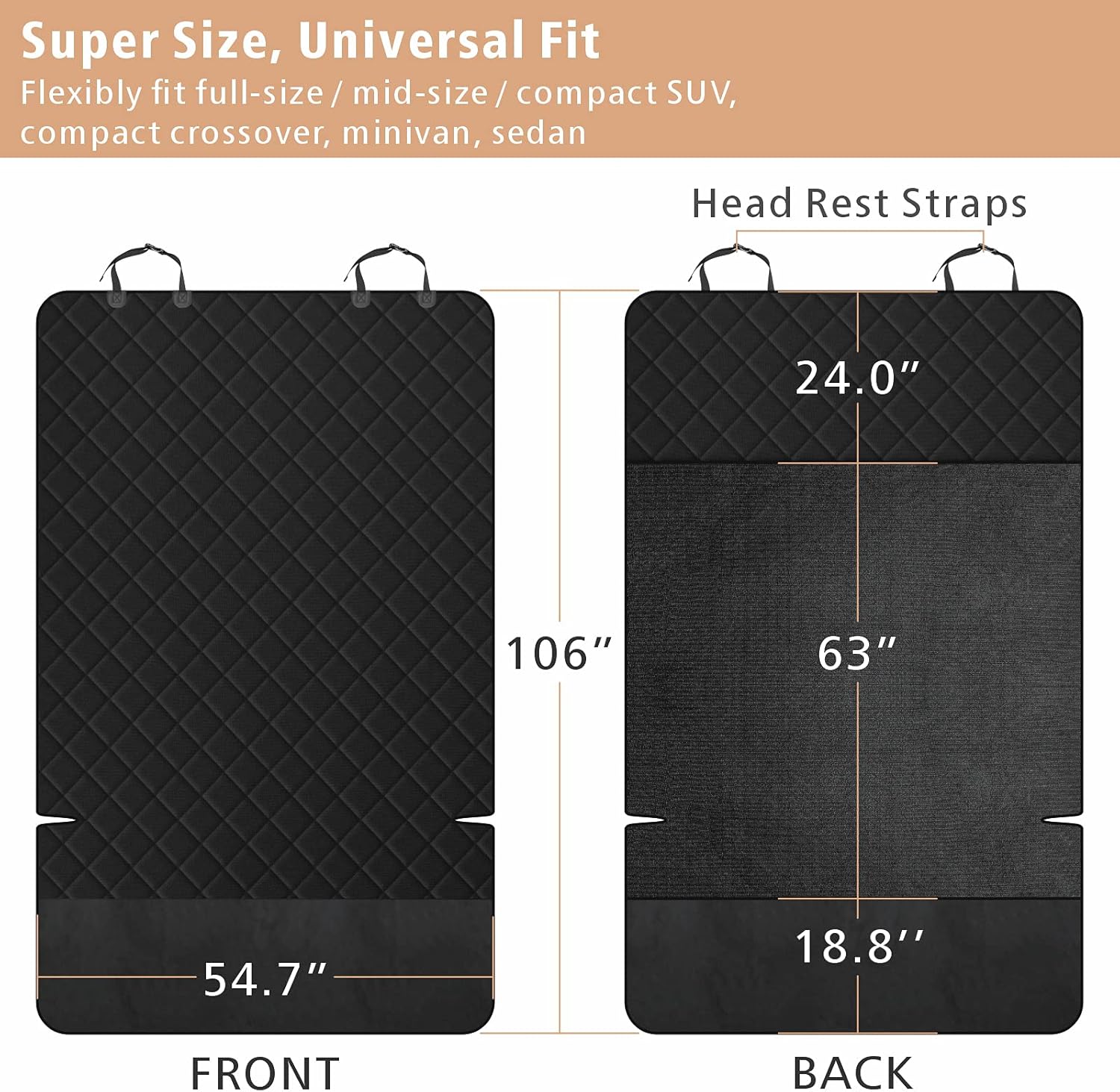 F-color SUV Cargo Liner for Dogs, Upgraded Extra Large Water Resistant Pet Cargo Cover Dog Seat Cover Mat for SUVs with Bumper Flap Protector, Non-Slip, Wear-Proof, Universal Fit, Black - Pawvie