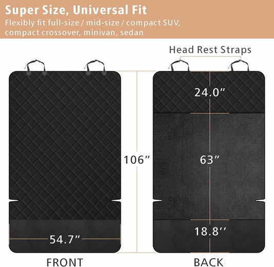 F-color SUV Cargo Liner for Dogs, Upgraded Extra Large Water Resistant Pet Cargo Cover Dog Seat Cover Mat for SUVs with Bumper Flap Protector, Non-Slip, Wear-Proof, Universal Fit, Black - Pawvie