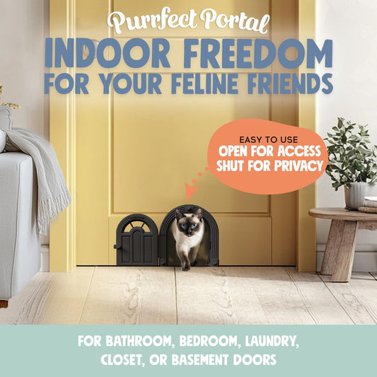 Meow Manor® Cat Door Interior Door - No-Flap, Interior Cat Door for Cats Up to 20 lbs, Easy DIY Setup, Secured Installation in Minutes, No Training Needed…