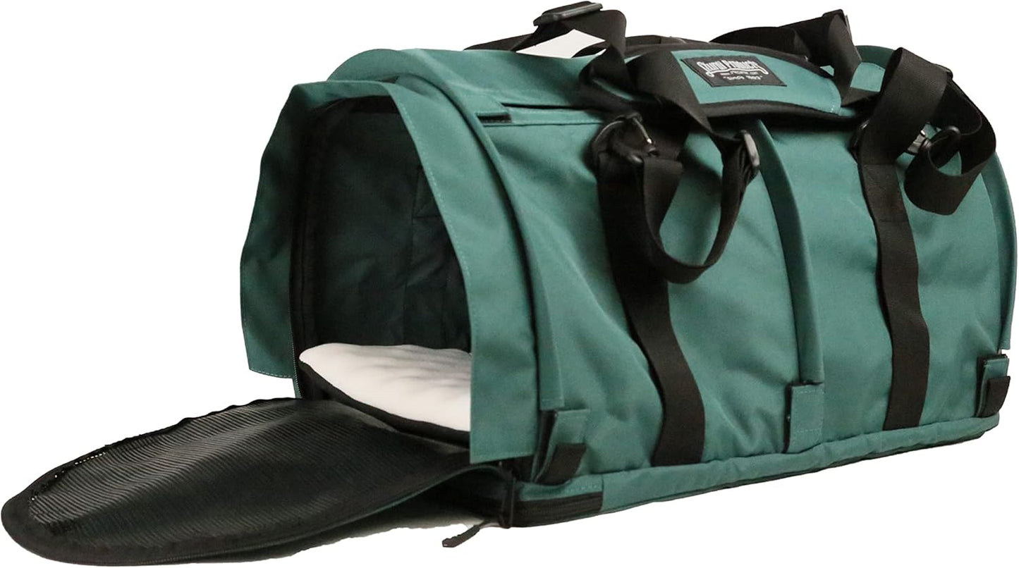 SturdiBag Large Pet Travel Carrier: Flexible Height for Cat and Dog Soft Sided with Safety Clips and Seatbelt Straps | Evergreen, 18" x 12" x 12" (PN: SB2-PRO-EG) - Pawvie