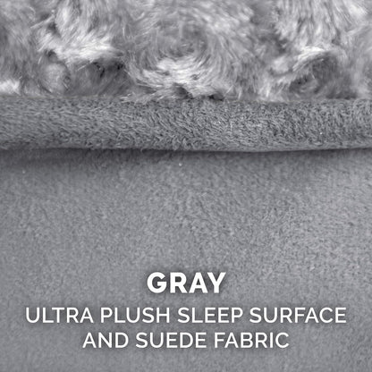 Furhaven Orthopedic Dog Bed for Extra Large Dogs w/ Removable Washable Cover, For Dogs Up to 180 lbs - Ultra Plush Faux Fur & Suede Luxe Lounger Contour Mattress - Gray, Giant/XXXL