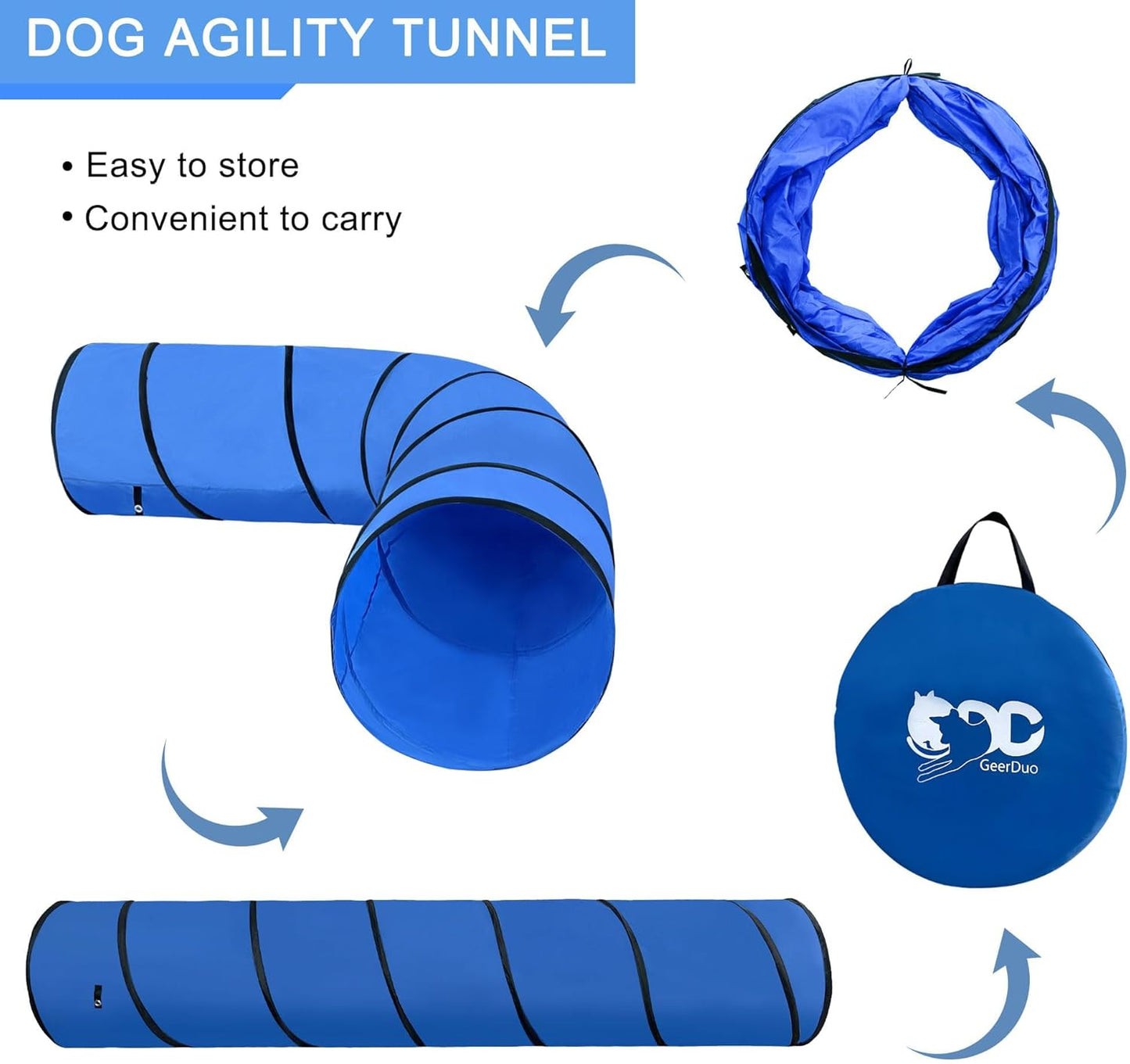 Dog Agility Tunnel, Dog Agility Equipment, Dog Agility Training with Carry Bag (Blue)