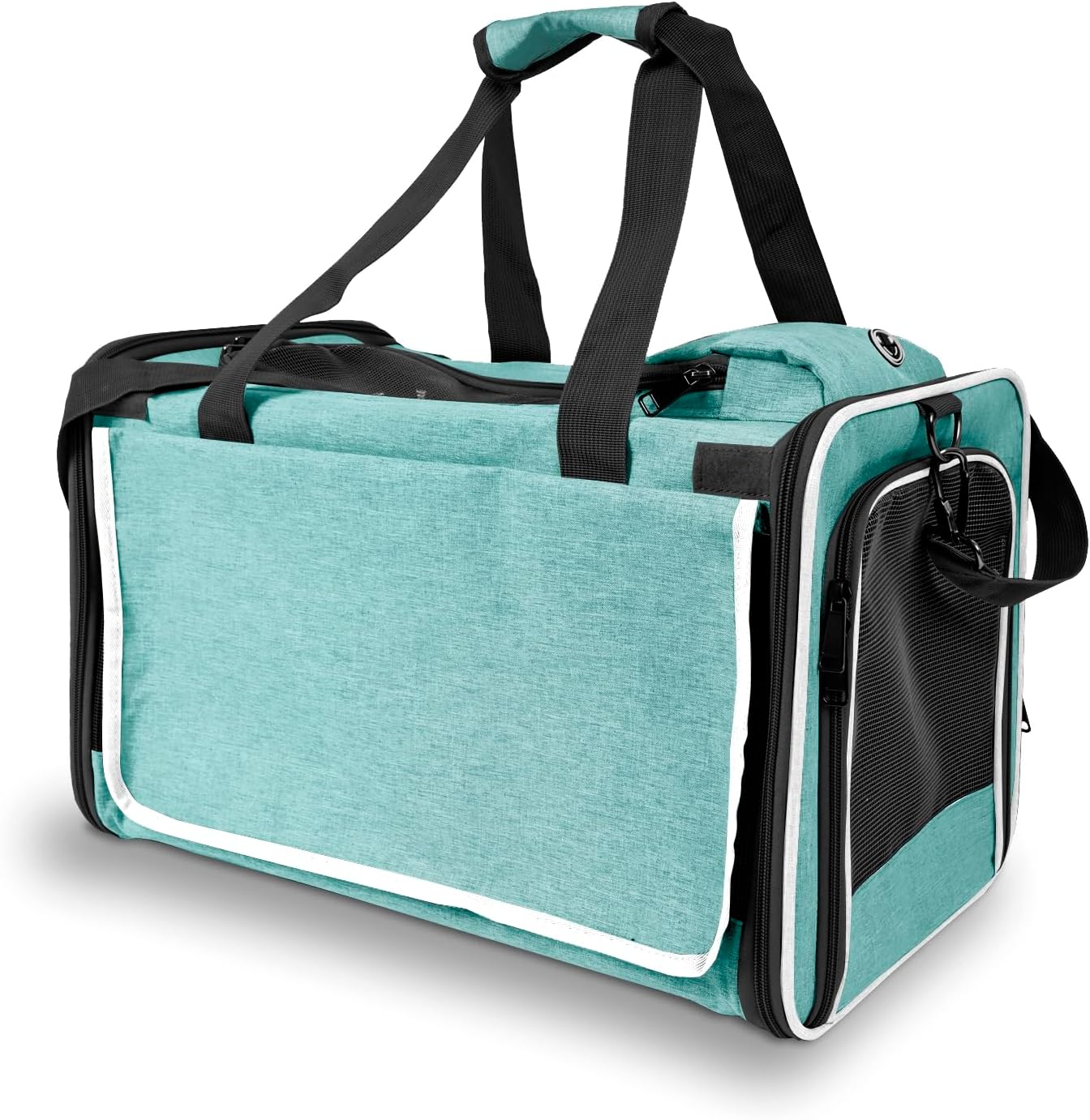 Small Dog Carrier for Puppy Yorkshire Softshell Car Transport Chihuahua Carry Cage 18-inch Collapsible Doggie Vet Visit Crate Easy Load Roomy Pet Carrier Bag Kennel Dog Essentials Teal - Pawvie