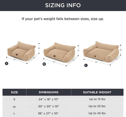 Bedsure Cute Cat Couch for Pets - Fluffy Small Dog Sofa with Premium Soft Corduroy Fleece, Pet Sofa with Removable Washable Cover, Supportive Dog Couch Bed for Small Medium Dogs, 30inch, Tuscan Beige
