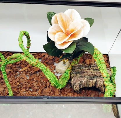 Reptile Plants Terrarium Reptile Tank Decorations for Bearded Dragon Lizard Snake Geckos Chameleon Amphibian Habitat Terrarium Decor (Pink)