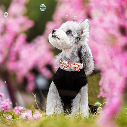 Elegant little tail Dog Collar, Pink Rose Print Pet Collar Summer Dog Collar Durable Metal Buckle Dog Collars Cotton Pet Adjustable Dog Collars for Medium Dogs