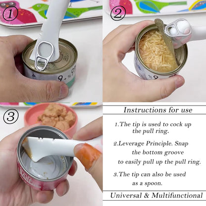 3 Pcs Pet Food Can Lids & One Can Spoon | Cute Paw Shape Opener Spatula Cat Wet Food Spoon | Universal BPA Free Silicone Can Spoon & Covers for Dog Cat Cans(Pink)