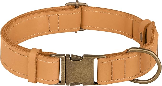 AirTag Dog Collar - Genuine Leather Dog Collar with Apple AirTag Holder and Metal Buckle - Smart GPS Tracking Pet Collars (Light Brown, XL, 20"-25" Neck Fit)