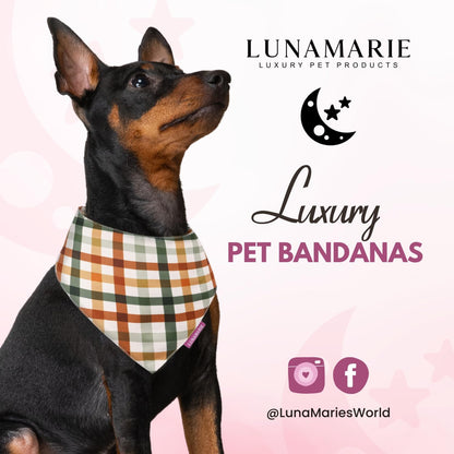 LunaMarie - Luxury Pet Birthday Bandanas -Premium & Silky Poly Fabric | 100% Handmade | Custom Shape Dual Layered (Autumn, Large)