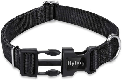 Hyhug Puppy Collar with Quick Release Buckle, Nylon Adjustable Durable Cute Dog Collar for Small Dogs, Male and Female(Small, Black)