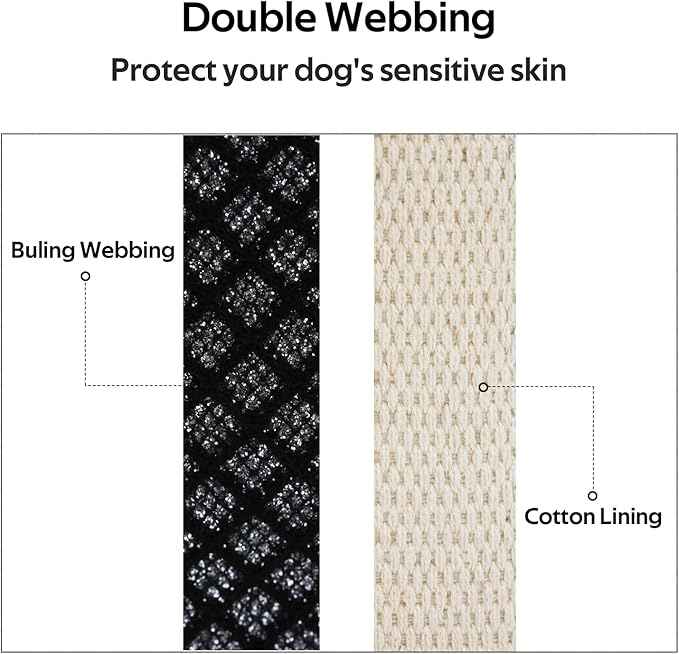 WhoseID Dog Collar with Waterproof AirTag Holder & Anti-Lost QR Code, Cute Bling Warpping Adjustable Width for Small Medium Large Pet (Black, L)