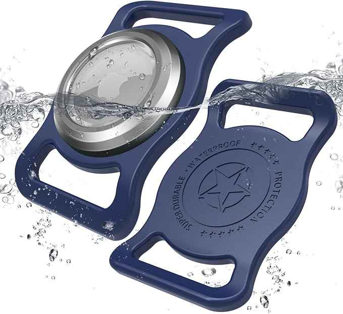 for Airtag Dog Collar Holder - Waterproof Dog Collar Holder for AirTag, Silicone Air Tags Case for Medium to Large Dog Collar