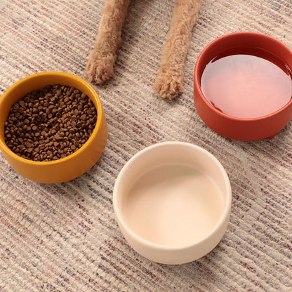Waggo Uplift Ceramic Dog Bowl for Small Medium and Large Breeds - Heavyweight and Durable Pet Food and Water Dish Crock, Dishwasher Safe, Modern, Elevated Feeder (Buttercream, Small)