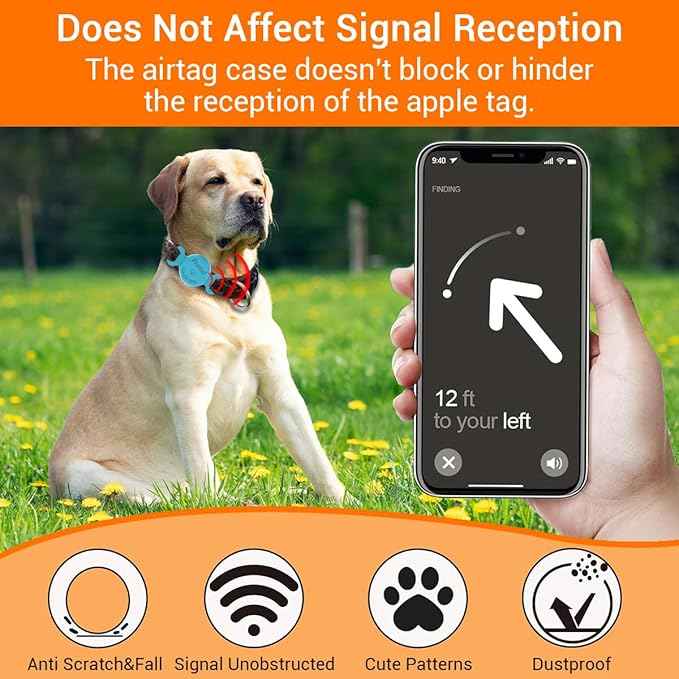 Personalized Waterproof Holder for Airtag Dog Collar Custom Name Phone Number Address Soft Full-Body Protective Silicone Air tag Cover for Pets Cats Anti-Lost Secure Lock for GPS Tracking, 18 Colors