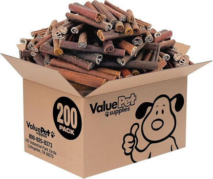 ValueBull Collagen Sticks for Dogs, 6 Inch Jumbo Chews, Natural Long-Lasting Dog Treats, 200 Count Bulk Pack - Supports Joints, Skin & Coat with Chondroitin & Glucosamine