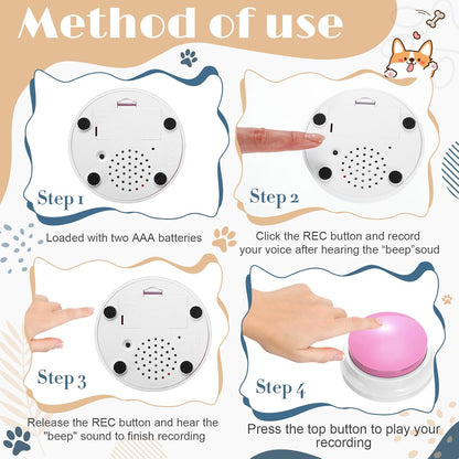 Jerify 16 Pieces Dog Buttons for Communication Voice Recordable Cat Dog Talking Buzzers Set with Stickers 30 Seconds Pet Speech Training Buttons for Pet Cat Training Interactivity(Fresh Colors)