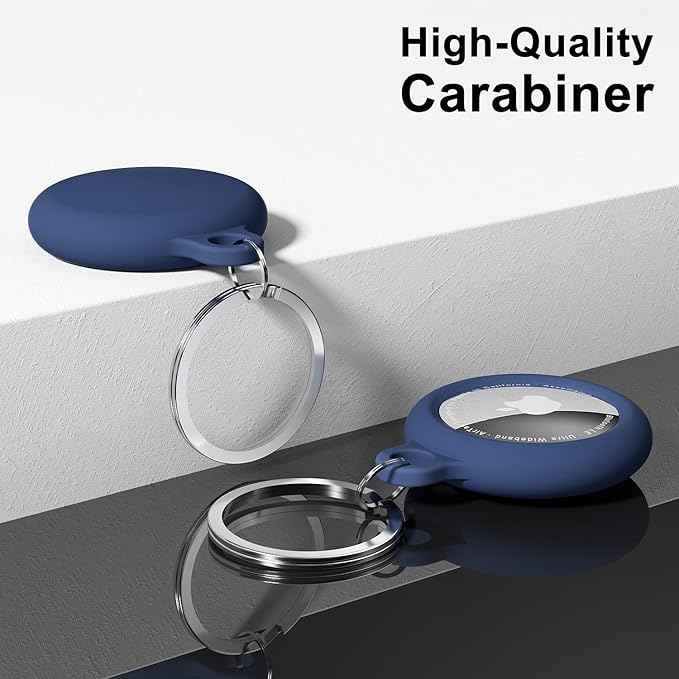 Oakxco for Airtag Keychain Silicone, Airtag Holder with Key Ring, Air Tag Cover Cute Accessories for Kids, Luggage, Car Dog Collar, Car, Compatible with Apple Airtag Case Waterproof Tracker, Navy Blue