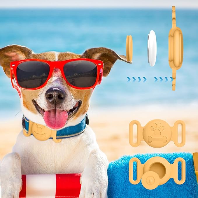 2 Pack Case for Airtag Dog Cat Collar Holder, Soft Silicone Anti-Lost Waterproof Protective Case Compatible with Apple Airtag, for Pet Dog Cat Collars Holder