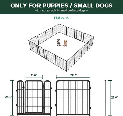 FXW Homeplus Unleashed Indoor Dog Playpen - Stress-Free and Safe Play, Heavy Duty 24 Inch 16 Wire Panels Dog Pen for Puppy and Small Dogs, Black│Patented