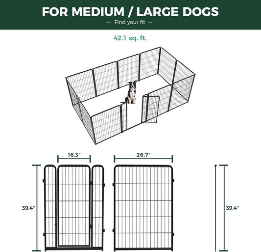 FXW Homeplus Unleashed Indoor Dog Playpen - Stress-Free and Safe Play, Heavy Duty 40 Inch 12 Wire Panels Dog Pen for Medium and Large Dogs, Black│Patented