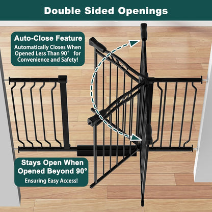 Extra Wide Baby Gate 67.3-81.1 Inch, Pressure Mounted Dog Gate Indoor, Walk Thru Pet Gate for Cat Dog Child,Pet Gates for The House Stairs Doorway Black