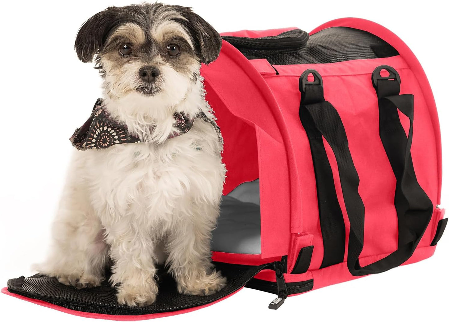 SturdiBag Pro 2.0 Pet Travel Carrier for Cats and Dogs | Soft Sided Pet Carrier Bag with Safety Clips and Seatbelt Straps for Airplane or Car Travel | Cube, Hot Pink - Pawvie