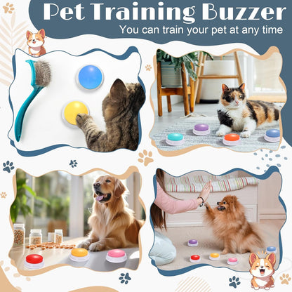 Jerify 16 Pieces Dog Buttons for Communication Voice Recordable Cat Dog Talking Buzzers Set with Stickers 30 Seconds Pet Speech Training Buttons for Pet Cat Training Interactivity(Fresh Colors)
