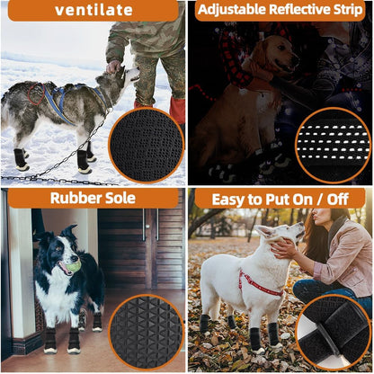 Dog Shoes for Hot Pavement Anti-Slip Dog Boots & Paw Protectors Breathable & Waterproof Dog Shoes for Small to Large Dogs with Reflective Straps Pet Dog Boots for Hiking Summer Outdoor