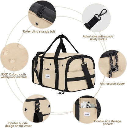 Pet Carrier Bag, Foldable Cat Bag Airline Approved, Soft-Sided Cat Travel Bag, Washable Dog Carrier Privacy Protection for Home Outdoor Travel(S, Brown)