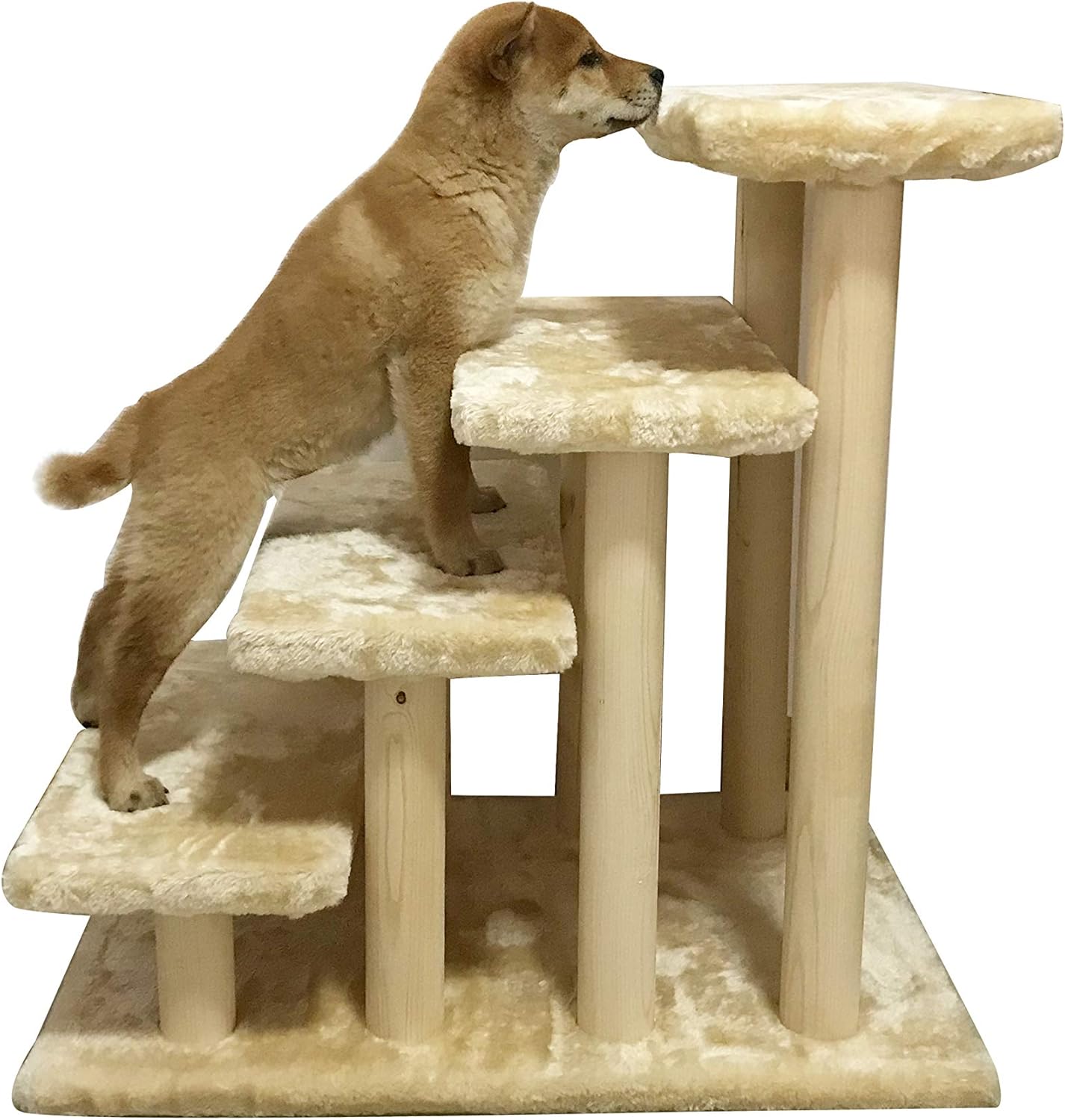 Cowboy Wooden pet Stairs 4-Step pet Ladder cat Dog Easy Stairs with Detachable Carpet for high Bed and Couch (Gray) - Pawvie