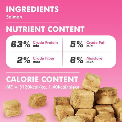 Freeze Dried Cats & Dogs Raw Treats, All Natural Single Ingredient Salmon, High Protein Healthy Pet Training Treats or Food Topper, 3.5 oz