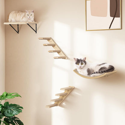 Cat Floating Wall Shelf with Scratching Mat, 1PC 9.7X16.6 Inch Large 1 Inch Thick Wood Cat Window Perches Hanging Shelves Wall Mounted Beds for Sleeping, Playing, Climbing, Support to 30 LBS