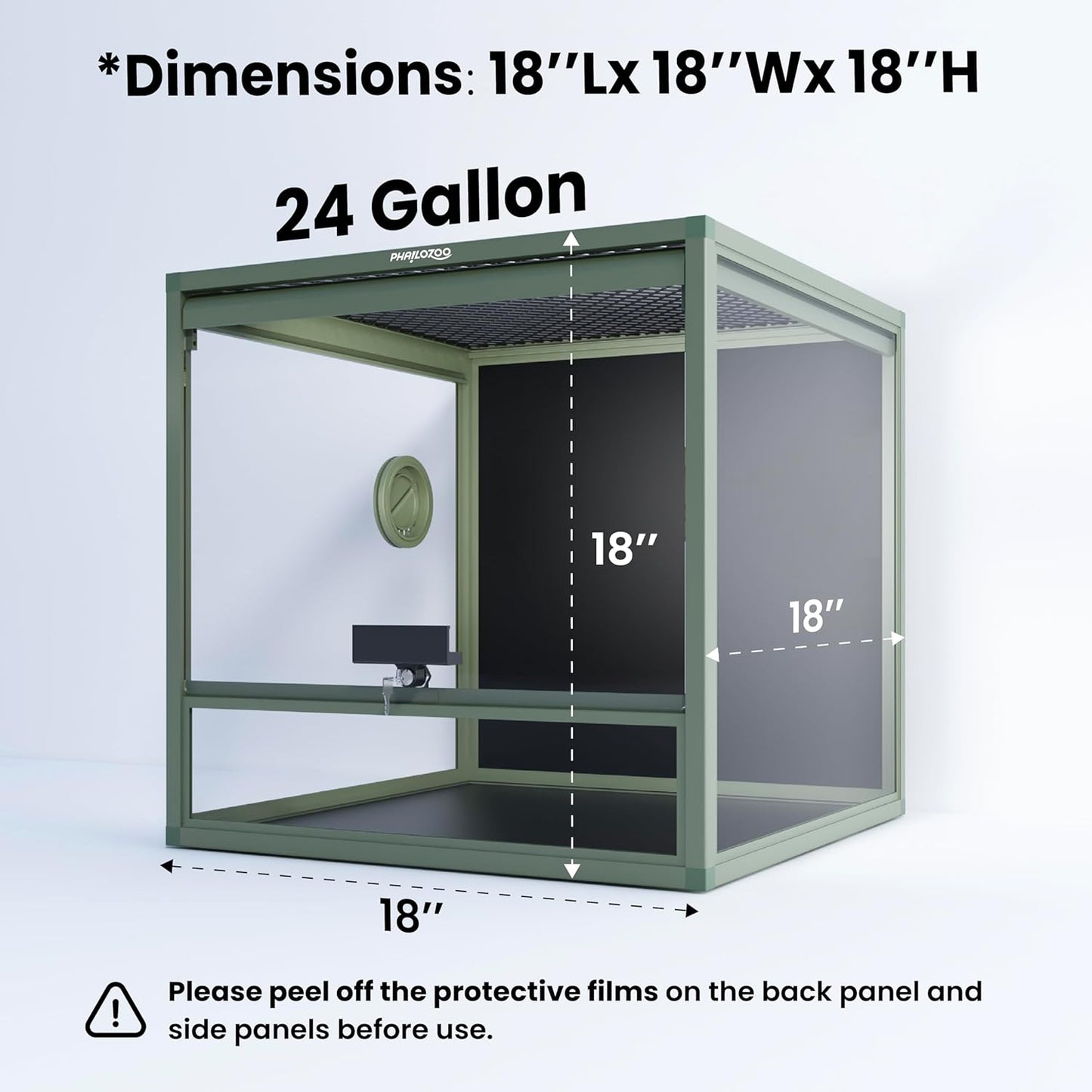 MagicCube 18'' x 18'' x 18'' Reptile Tank with Lock, 24 Gallon Reptile Terrarium with Flip-Up Tempered Glass Door, Top Screen Ventilation for Leopard Gecko - Bottom Not Leakproof - Pawvie
