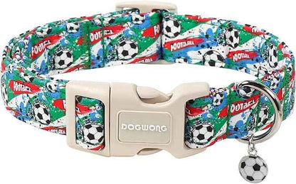 DOGWONG Football Dog Collar, Cute Blue Boy Dog Collar Adjustable Soft Male Female Pet Dog Collar Football Printed Dogs Necklace for Large Dogs,XL
