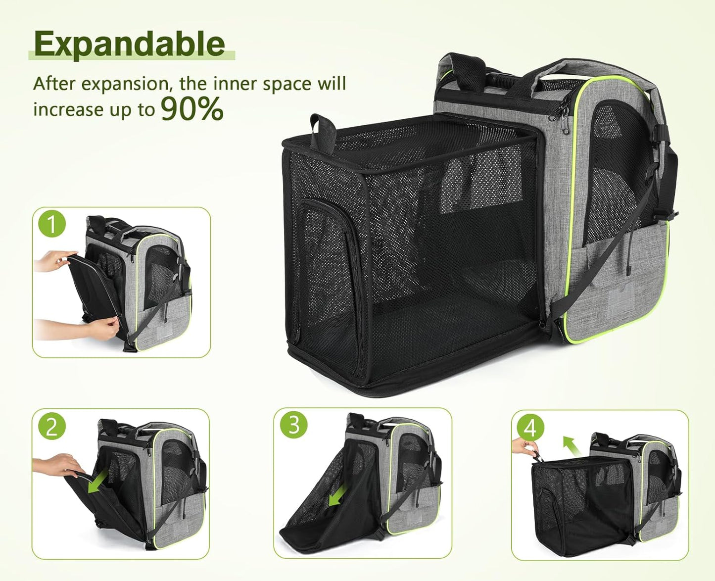 Pecute Cat Carrier Backpacks, Expandable Cat Backpack with Breathable Mesh, Pet Carrier Backpack for Cats Small Dogs Puppies Up to 17 Lbs, Dog Carrier Backpack Great for Travel Hiking Camping Outdoor - Pawvie