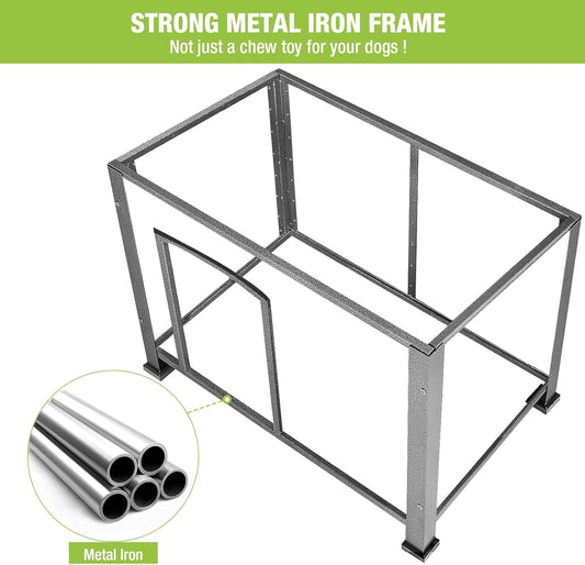 GUTINNEEN Chew Proof Dog House with Metal Iron Frame Outdoor Dog Kennel for Small Medium Large Indoor Dog Cage (43.3" L,Off-White Color)