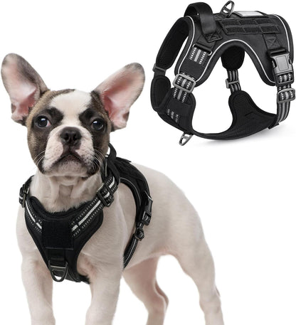 rabbitgoo Tactical Dog Harness for Small Dogs, No Pull Military Service Vest with Handle & Molle, Easy Control for Training Walking, Adjustable Reflective Straps, Black, S