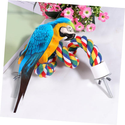 iplusmile Colorful Bird Rope Perch Stand, Birdcage Swing Spiral Chew Toys Climbing Standing Bungee Rope Perches Cage Accessories for Cockatiels Parrots (80CM/31.4 inch)
