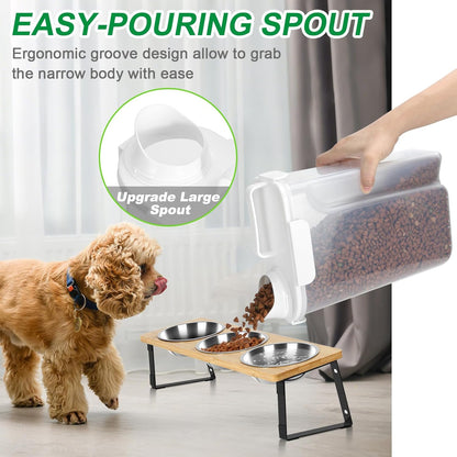 TBMax Dog Food Storage Container 5-7 lbs, Airtight Cat Food Container with Larger Spout & Measuring Cup, Portable Pet Food Storage Dispenser for Small Animal Kibble Storage, Bird Seed Container