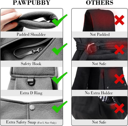 Dog & Cat Carrier Sling, Adjustable Soft Padded Shoulder Puppy Carrier, Hands-Free Dog Carrier Bag with Double Safety Buckles Premium Material for Outdoor Travel (Dark Gray, M)