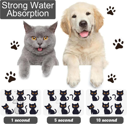 Cute Black Cats Dog Food Mat-Absorbent Pet Feeding Mat for Food and Water Bowl, Quick Dry Dog Placemat with Rubber Backing-No Stains Pet Supplies for Messy Drinkers 16"x24"