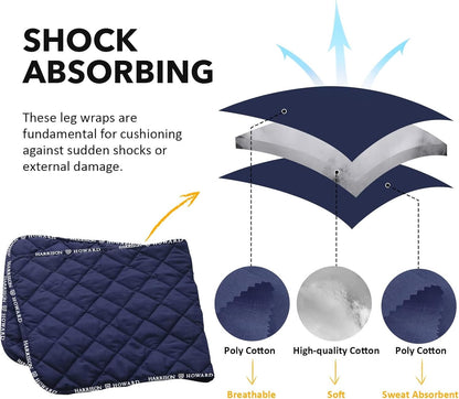 Harrison Howard Medicine-Retaining Shock-Absorbing Pressure Sores Prevention Quilted Leg Wraps for Horse Set of 4-Navy M