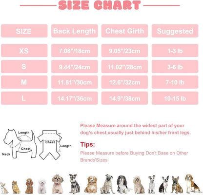 Dog Pajamas Small Sized Dogs Stretchable Summer Dog Clothes Pjs 4 Legs Girl Boy Cute Soft Puppy Outfits Doggie Cat Jammies Jumpsuit Sleeper for Pet, Pink Cow, XS