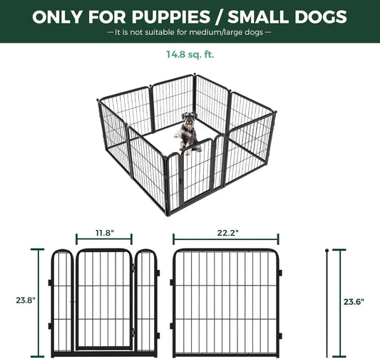 FXW Homeplus Unleashed Indoor Dog Playpen - Stress-Free and Safe Play, Heavy Duty 24 Inch 8 Wire Panels Dog Pen for Puppy and Small Dogs, Black│Patented