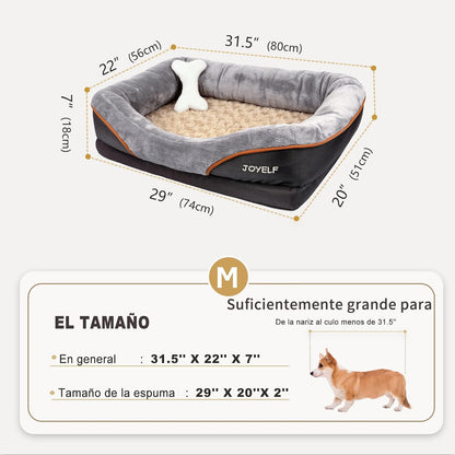 JOYELF Medium Memory Foam Dog Bed Orthopedic Dog Bed & Sofa with Removable Washable Cover and Squeaker Toy as Gift