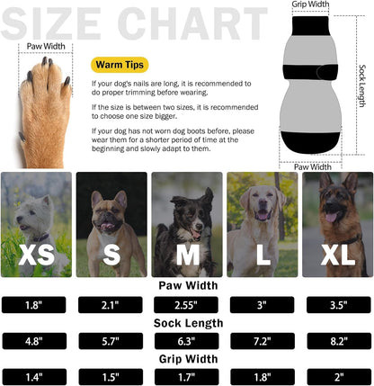 SCENEREAL Anti Slip Dog Sock to Prevent Licking Paws for Hardwood Floors, Boots & Paw Protector Shoes for Hot/Cold Pavement with Grippers, Double Sides Grips for Small Medium Large Senior Dogs, S