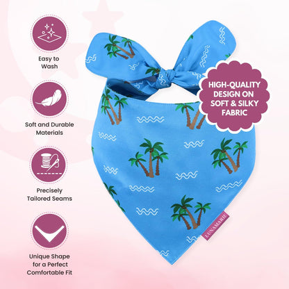 LunaMarie - Luxury Pet Birthday Bandanas -Premium & Silky Poly Fabric | 100% Handmade | Custom Shape Dual Layered (Playa Azul, Small)