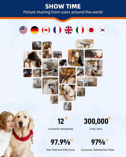 Extra Large 2-Sided Undercoat Rake for Dogs & Cats, Dog Brush for Shedding Remove Mats, Dematting Comb, Safe&Gentle Grooming Brush for German Shepherds Medium to Long-Haired Pets, Wooden Handle(Black)