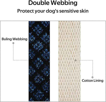 WhoseID Dog Collar with Waterproof AirTag Holder & Anti-Lost QR Code, Cute Bling Warpping Adjustable Width for Small Medium Large Pet (Blue, M)