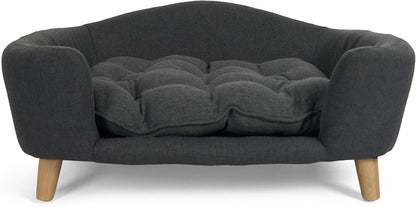 Christopher Knight Home Elroy Orthopedic Dog Bed, Elevated Dog Sofa Bed for Small Dog, Supportive Foam Pet Couch Bed with Wooden Legs, Modern Pet Sofa Bed, Dark Gray